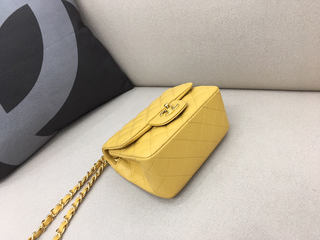 Mini Classic Flap Caviar Bag A01115 Yellow/Gold